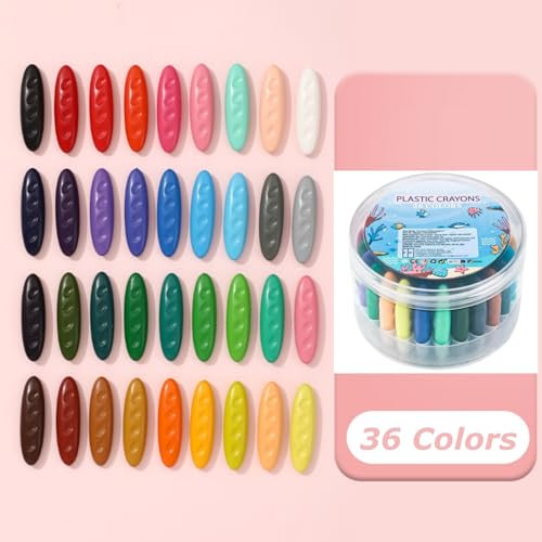 Owelth Erdnuss Wachsmalstifte für Kleinkinder, 36 Farben Ungiftige Wasserfeste Malstifte Buntstifte, DIY Malerei Baby Stifte, Kleinkindmalstifte Ab 3 Jahr für Kinder und Schüler Graffiti