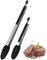 DBAILY 40 cm + 28 cm Pinzas de cocina, juego de 2 pinzas de acero inoxidable, con cierre, pinzas de cocina con punta de silicona, para carne, espaguetis, pinzas para salchichas, utensilios de cocina
