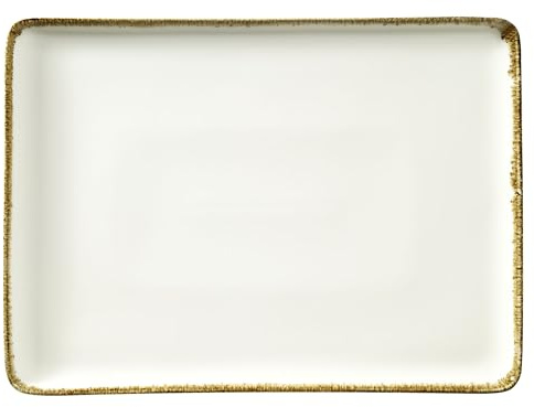 METRO Professional Assiette Plate Ateo, Porcelaine, 27 x 20 cm, Rectangulaire, Beige, 4 Pièces