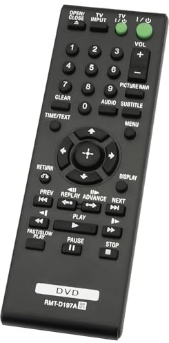 FOXRMT Replacement Sony DVD Player Remote RMT-D197A for Sony DVD Player DVPSR201P DVPSR210P DVPSR405P DVP-SR500H DVP-SR500WM DVPSR510H DVP-SR100 DVP-SR120 DVP-SR201P - No Setup Required
