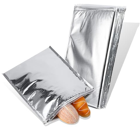 WGFOIP Sac isotherme pour aliments, et isolante avec feuille d'aluminium, fermeture à glissière étanche, résistant à l'humidité,pour pique-nique, déjeuner, voyage, camping et conservation des aliments