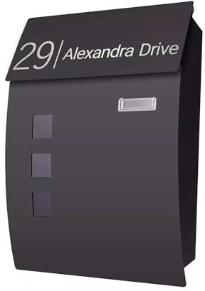 Housics Personalised Contemporary Post Box, Wall Mounted Waterproof Letter Box with Lock, Modern Mailbox Design, Newspaper Slot, Secure Lockable Postbox (Design 02)