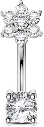 OUFER 16G Blume Curved Barbell 316L-Edelstahl Knorpel Ohrpiercing 6 mm Helix Piercing Klar CZ Curved Barbell Piercing für Damen Rook Barbell Körperpiercing