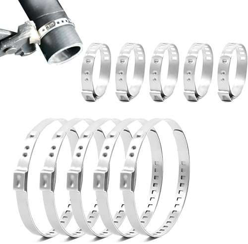 10 Stück CV Achsmanschetten Schellen,Achsmanschetten Schellen Edelstahl,Universal Edelstahl CV Schlauchschellen Set,5 Kleine Größen und 5 Große Größen,Durchmesserbereich 20–120mm für die Meisten Auto