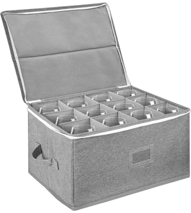 Genérico Caja de almacenamiento para copas de vino con divisores, 12 compartimentos, cajas de almacenamiento para copas, cristalería, caja de almacenamiento de porcelana con tapa