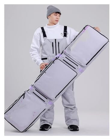QIUYMGFG Ski Board Bag Skitaschen mit Rollen, Furnier-Doppelbrett-Ski-Baseball-Trolley, Doppelbrett-Skitasche Skitasche(Gray Violet 150x36cm)