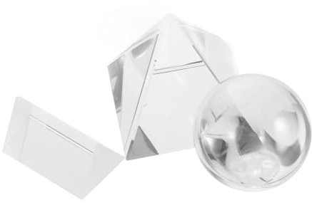 HAWILLOSCH Ceystal Prism Set 3 Pack Optical Mini Cube Prism Pyramid for Teaching Playing Glass Bricks for Physics Education