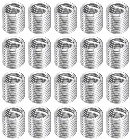 sourcing map Lot de 30 inserts filetés hélicoïdaux M8-1,25 x 2D en acier inoxydable 304, insert de réparation de filetage pour réparation de filetage en plastique et bois