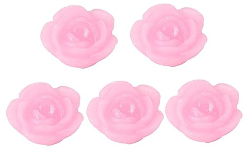 Cabilock Schwimmende Rosenkerzen Paraffinkerzen Wasserkerzen 5 Stück Rosa Blumenform Party Dekoration