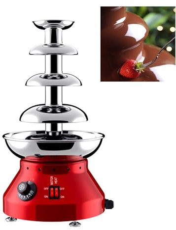 YXZQLOZ Machine à Fondue au Chocolat à 5 Couches Fontaine à Chocolat Commerciale en Acier Inoxydable 3L adaptée au Restaurant de Mariage (Red 4)