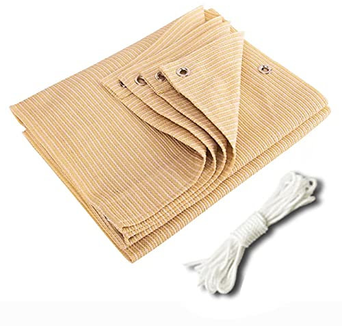Telo parasole beige per giardino, pergola, serra, patio, 90% resistente ai raggi UV, rete ombreggiante per esterni, con occhielli, 6 x 10 m