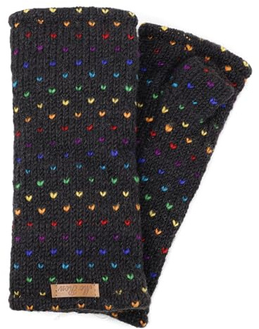McRon Damen Gestrickte Pulswärmer Stulpen Modell Ines regenbogen