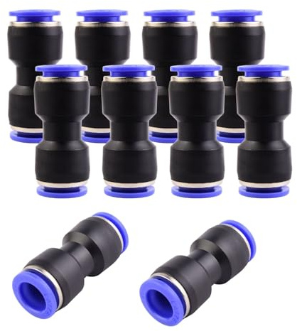 Paquete de 10 conectores neumáticos de 12 mm - Conector neumático rápido recto - 12 mm - Herramientas neumáticas para conectores rápidos de aire comprimido