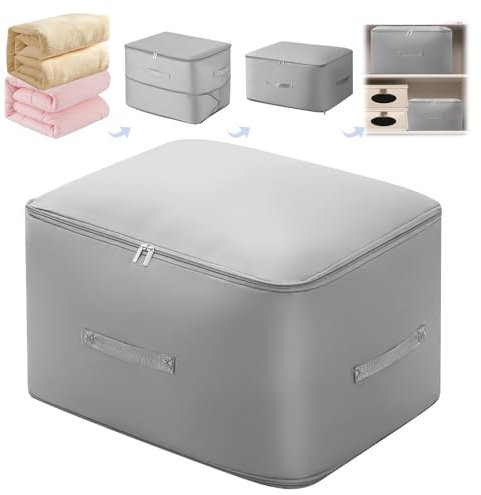YYTECH Organizador de compresión Ahorra espacio Bolsa de almacenamiento autocomprimible para edredones y ropa diseño ideal para dormitorio viajes y uso doméstico (gris, 54 x 42 x 60 cm)