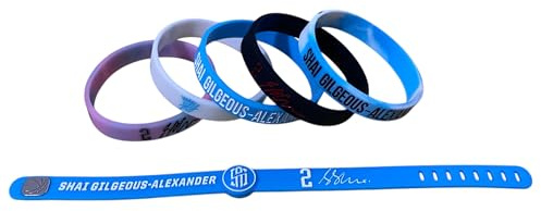 Generic 6pcs Shai Gilgeous-Alexander SGA Basketball Silicone Bracelet Set - Unisex-Adult, Multi-color, Adjustable Sports Wristband for Basketball Fans