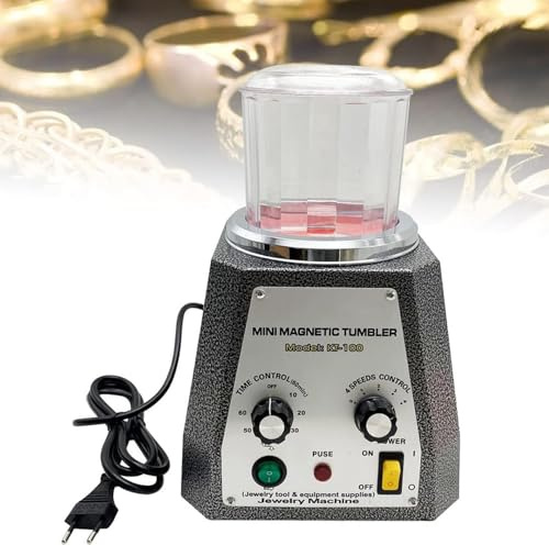 DDZJTPP Buratto Magnetico, Macchina di Finitura con Controllo a 4 velocità, 2000 Giri/Min, Macchina Lucidatrice Professionale for Gioielli con Controllo del Tempo da 10 a 60 Minuti, capacità 400 G