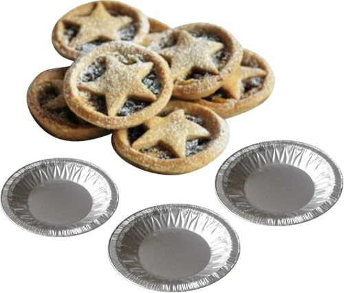 Sunrise Packaging 250 x Shallow Patty pan Mince Pie & Jam Tart Foil Cases – 78mm x 11mm Round Foil Container Extra Small Micro Pie Dishes