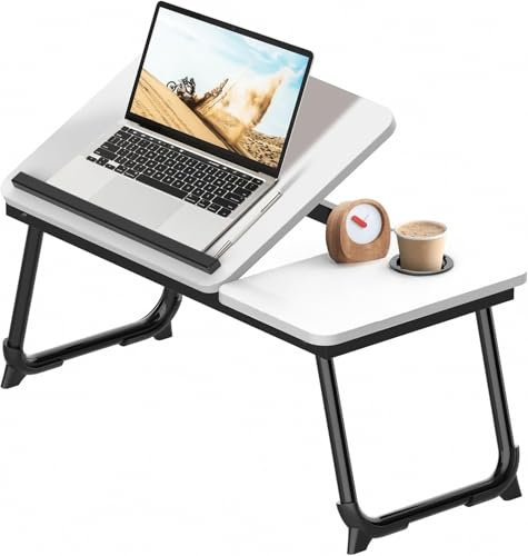 Arvioo Betttisch Laptoptisch Höhenverstellbar 57 x 33 x 28 cm Betttablett mit Anti-Rutsch-Streifen und Cup Slot Laptop Tisch für Sofa Arbeiten Bett Studieren Lesen Schreiben (Warmweiß)