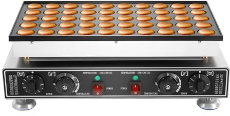 Elektrischer Poffertjes Macher 50 Löcher, 1800W Waffeleisen, Timing Bereich 1-5min, Temperaturbereich 50-300℃ für Fast-Food-Läden, Cafés, Bäckereien, Restaurants