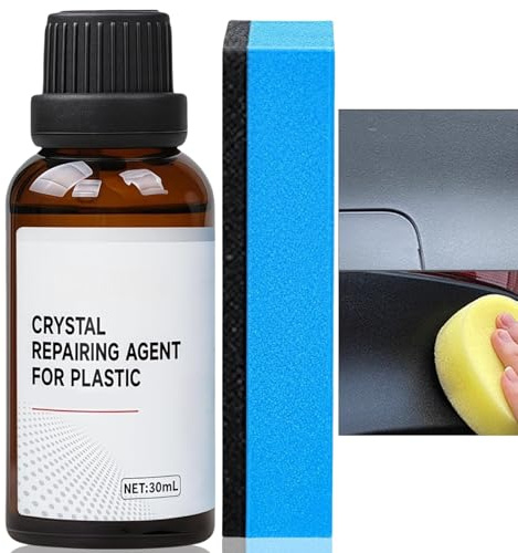 30ml Car Plastic Restorer Black with Sponge,Back to Black Trim Restorer,Plastics Parts Crystal Coating,Crystal Coating Plastic Restoration,Car Interior Plastic Scratch Repair,Prevents Drying Aging