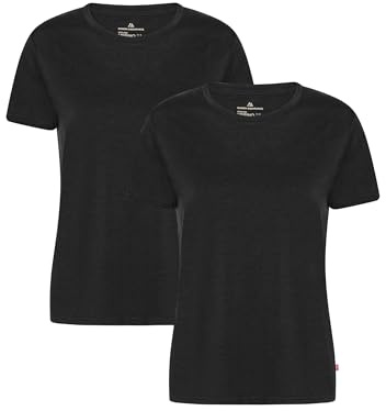 DANISH ENDURANCE 100% Merino Wool T-shirt for Women, Lightweight & Odour-Resistant Undershirt, 2-Pack Black XL