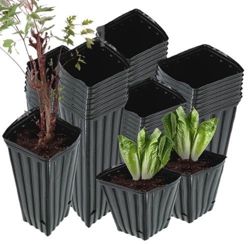Maceteros Altos Maceta alta for árbol, macetas de plástico for vivero profundo, contenedor for plantas de flores y plántulas, macetas iniciales con orificios de drenaje for interiores y exteriores par