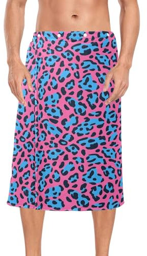 Toalla de ducha con estampado de leopardo animal azul melocotón, cintura elástica, falda de sauna de 60 x 28 pulgadas para sauna, gimnasio, ducha, toallas envolventes para spa