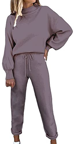 Angxiwan Freizeitanzug Damen Baumwolle Hosenanzug Damen Freizeitanzug Einfarbig Hausanzug Lounge Set Baumwolle Zweiteiler Workout 2 Teilig Casual Outfit Jogginganzug Trainingsanzug Tracksuit