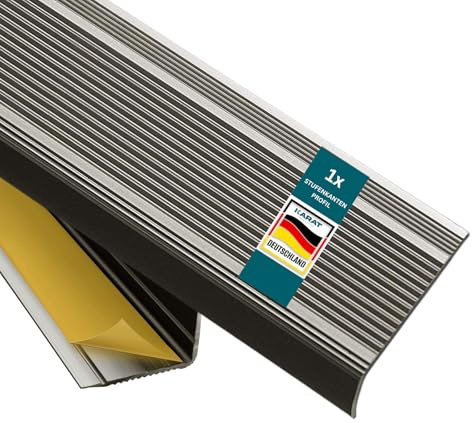 KARAT Treppenkantenprofil L-Form - ohne Bohren - Champagner - eloxierte Stufenkantenprofil für Parkett und Laminat 1 Stück, 100 cm Länge 3x2 cm - Integral