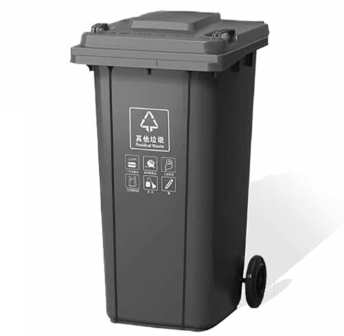 TINGMIAN Contenedores Basura Exteriores 30L/50L/80L/100L/120L/240L con Tapa Y Ruedas for Restaurantes, Hospitales, Oficinas, Almacenes Y Hogares(Black,100L)