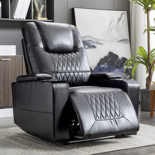 EINHOM Electric Recliner Chair With USB Charge Port,with Arm Storage, Cup Holder and 360 Degree Swivel Tray Table, LED Strip Under the Chair, Ambient Lighting Gaming Recliner Home Theatre