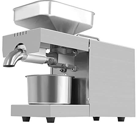 HUSPOO 600W Elektrische Ölpresse aus Edelstahl, Automatische Heiß-/Kaltpressung für Haushalt, 5kg/Stunde & 45% Ölausbeute - Inkl. Sieb & Ölauffangschale