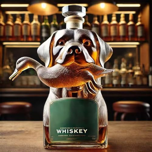 Carafe A Decanter Vin - Bouteille Whisky, Statue De Carafe À Whisky Labrador Et Canard, Bouteille De Vin Animal, Verre Pur Sans Plomb Fait À La Main, Tasse À Eau Amusante
