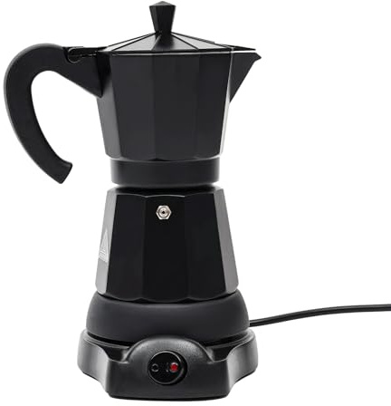Kozivmo Elektrische Espressomaschine 300ml Italienische Esspresso Kaffeemaschine Klein mit Abnehmbarer Basis und Überhitzungsschutz,Schwarz Coffee Maker