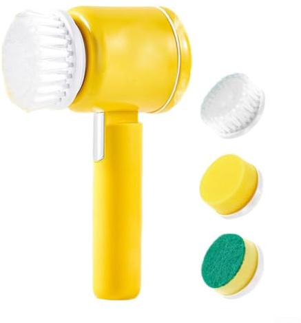 rechargeable electric dishwashing brush with automatic operation designed for kitchen and household cleaning of pots and dishes (yellow)