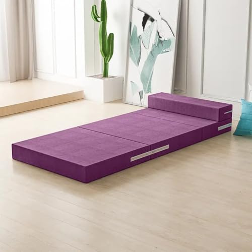 Hochdichte 8 cm dicke Schaumstoff-Klappmatratze mit rutschfester Unterseite, Doppelbett/Full/Queen/King Size, perfekt für Camping, tragbare Isomatte (lila, 60 x 200 x 8 cm)
