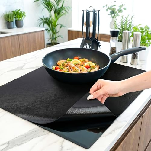 Induction Hob Protector Mat 61×53cm, Silicone Non‑Slip Induction Hob Cover | Large anti‑fouling hob covers for electric cookers, Anti‑Scratch shields induction cooktop effectively [Energy Class A+]