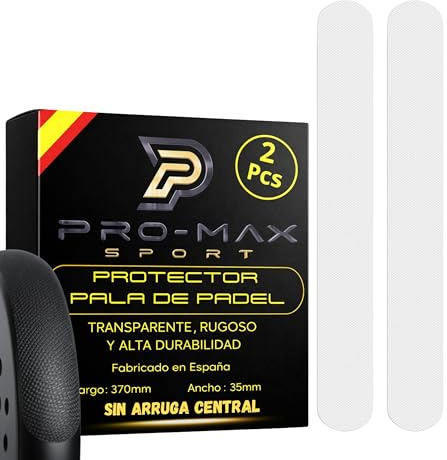 PRO-MAX SPORT Protector Transparente Rugoso Pala Pádel sin Arruga Central Pack 2 Unidades Alta Durabilidad Adhesivo Fuerte Instalación Fácil Compatible con la mayoria de Palas Ligero Flexible