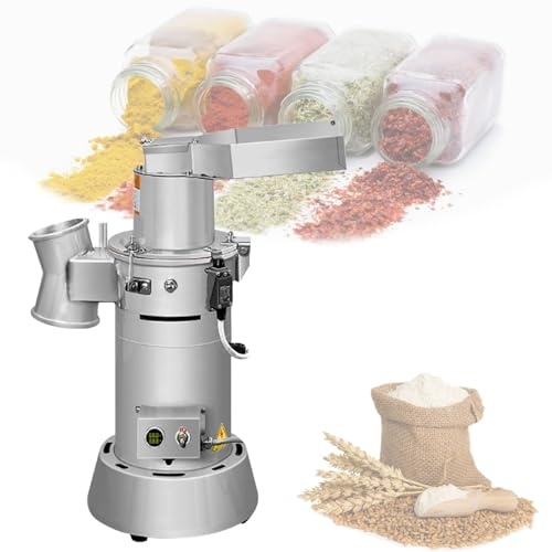 Mulino per cereali a flusso continuo da 3600 W, macina in acciaio inossidabile, adatto per cereali secchi, spezie, chicchi di caffè, mais e pepe.
