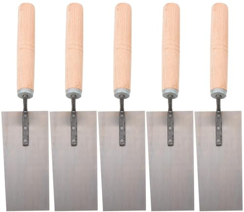 DEARMAMY Lot de 5 Truelles à Plâtrer Inoxydables, Grosse Taille, Spatules de Finition pour Béton, Outils de Maçonnerie Robustes, Adaptées aux Travaux de Construction et Rénovation