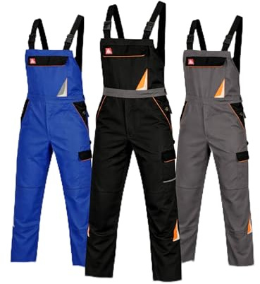 Arbeitshose Herren Latzhose mit Stretchbund 6 Taschen robuste Arbeitskleidung Männer Arbeitslatzhose mit Kniepolstertaschen Berufskleidung Handwerk Bau Industrie KFZ Werkstatt Lager Garten Sanitär DIY
