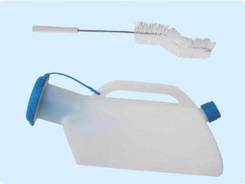 Teckmedi Urinflasche *UROLIS*, 2 Liter, milchig, autoklavierbar, autoklavierbar mit Rückflusssicherung und Urinflaschenbürste Top-Qualität