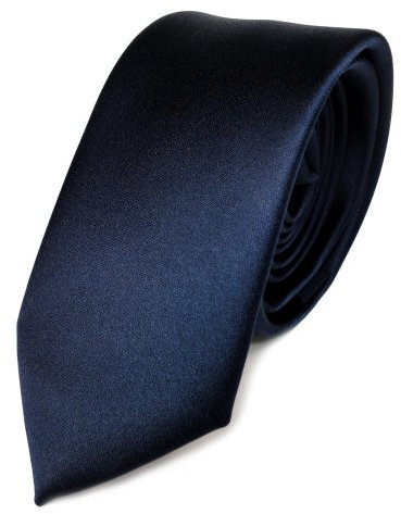 TigerTie Herren Krawatte 6 cm schmale Satin Tie in blau marine dunkelblau einfarbig uni Business, festliche Veranstaltungen und Freizeit