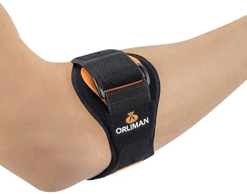 Orliman Elbow Epicondylitis Strap – Tennis/Golfer’s Elbow Brace with Removable Gel Pad | Anti-Slip Silicone Lining | Adjustable One-Size | Left/Right | CE-Marked Class I