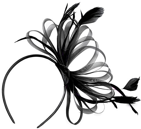 Caprilite stora bröllop races party fascinator nät hatt och fjädrar