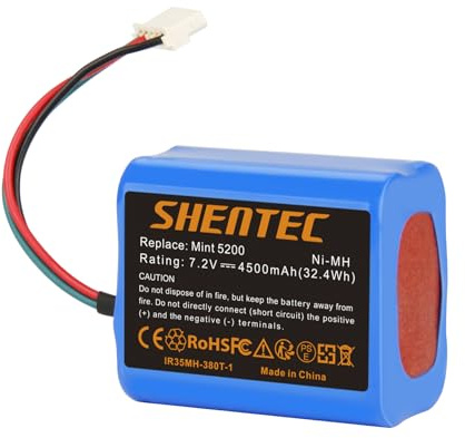 Shentec 7.2V 4500mAh Ni-MH di ricambio per Batteria iRobot Mint 5200 Braava 380 380T 390 390T Mint 5200 5200B 5200C Robot lavasciuga pavimenti Ni-MH