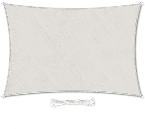 Premium Sonnensegel Rechteckig 2x3m Creme inkl. Befestigungsseilen aus wetterbeständingen HDPE | Sonnenschutz Schattenspender Garten Balkon Camping & Terrasse - UV Schutz Wetterschutz