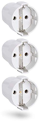 HEITECH PVC Schutzkontakt Kupplung bruchsicher - 3x Schutzkontakt Kupplung weiß, 250V, 16A, IP20 für Innenbereich - Schuko Stecker Kupplung