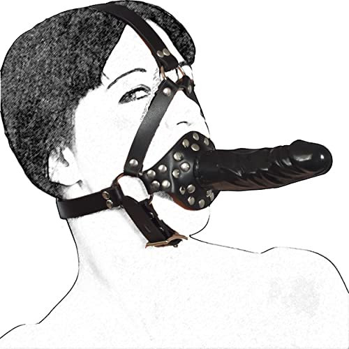Doppia imbracatura da testa BDSM con bavaglio a bocca per dildo, bloccabile, dildo interno ed esterno, regolabile, bavaglio a bocca per bondage, morbida finta pelle, forma anatomica, sex toy