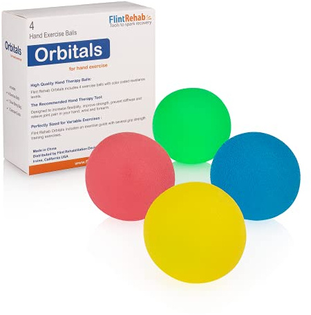FlintRehab Premium Hand Exercise Balls - Set of 4 for Carpal Tunnel Stress/Pain Relief, Stress Balls for Kids & Adults, Squeeze Balls for Hand Therapy/Arthritis - Hand Squeezers for Strength